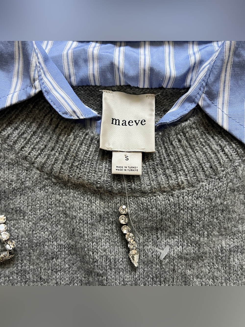 NWOT Maeve Embellished Crop Vest Shirt Preppy Academia Minimalist Office Sz S - Picture 2 of 8